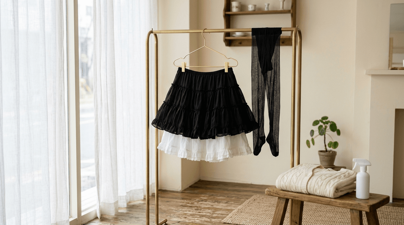 静電気で服がまとわりつく原因と対策|スカートとタイツの素材の組み合わせ