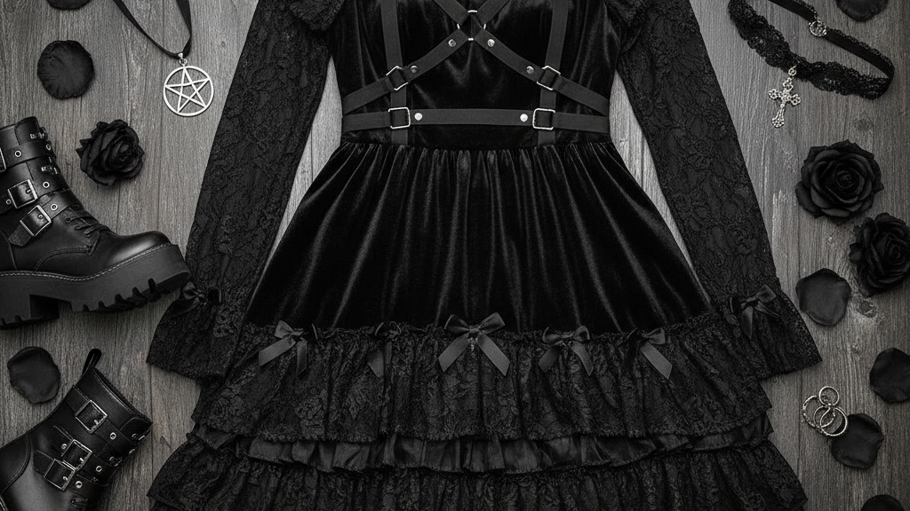 SHEIN ハーネス付きゴシックワンピース