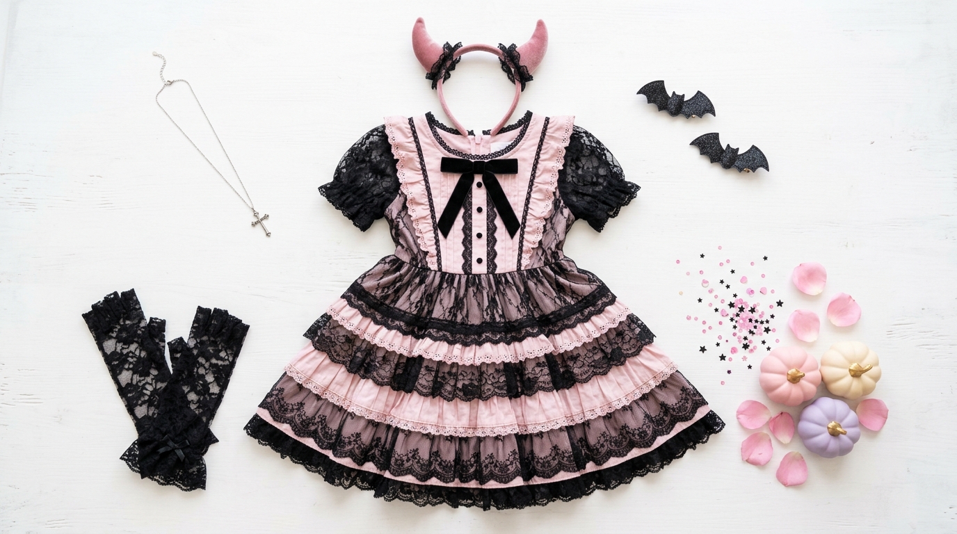 地雷系ハロウィンコーデ|いつもの服に小物を足すだけの仮装アレンジ
